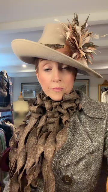 Load video: Jane presenting how to wear a tweed Jabot